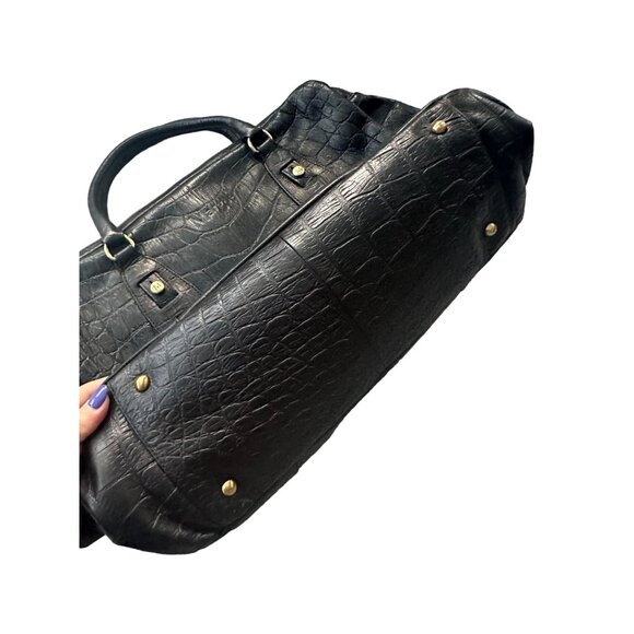 MARGOT Leather Animal Print Embosserd Satchel Handbag - Picture 2 of 9